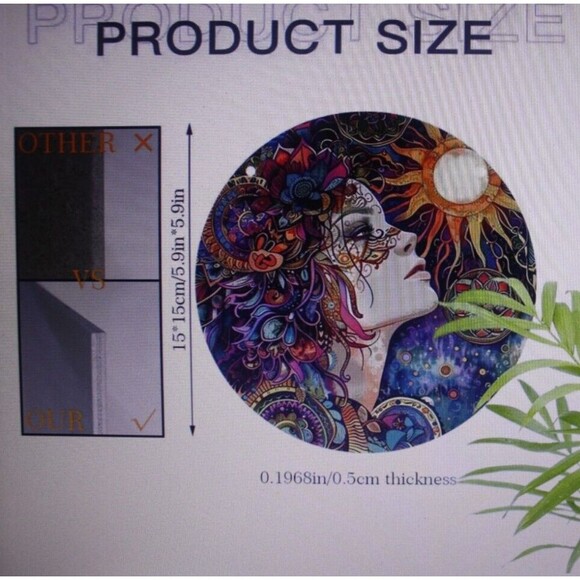 Girl & Moon Floral Decorative Metal Home Wall Decor 8" Round Gift Colorful NIP - Picture 8 of 8